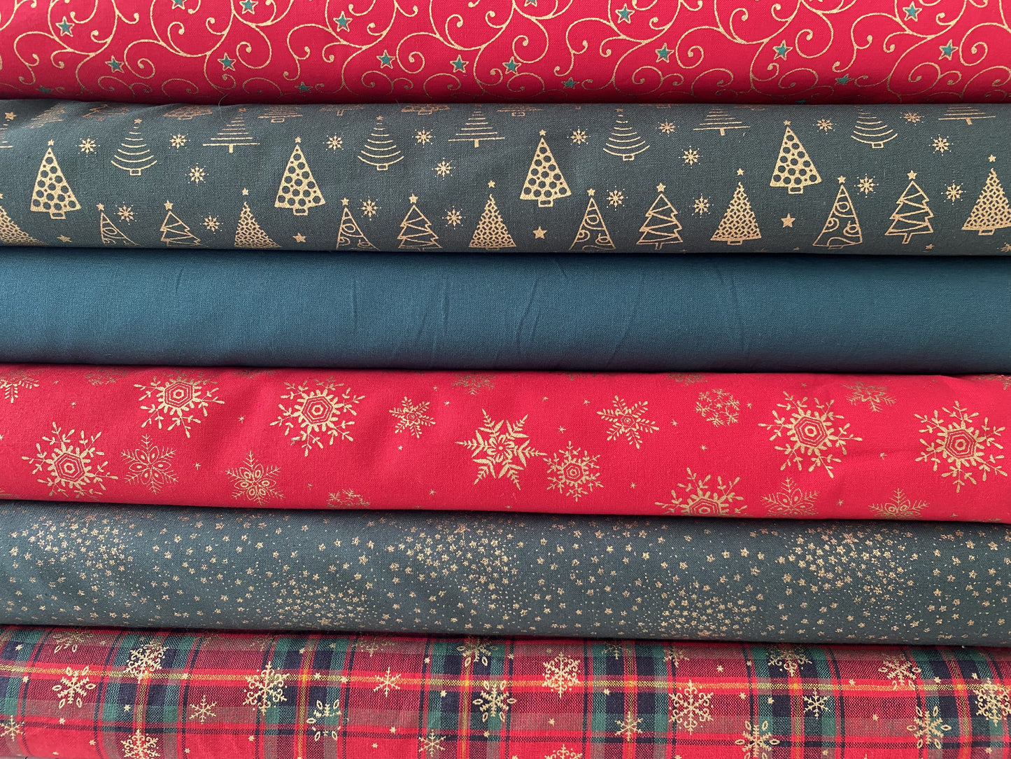 John Louden Christmas 100% Cotton Fabric - Scandi Red Trees