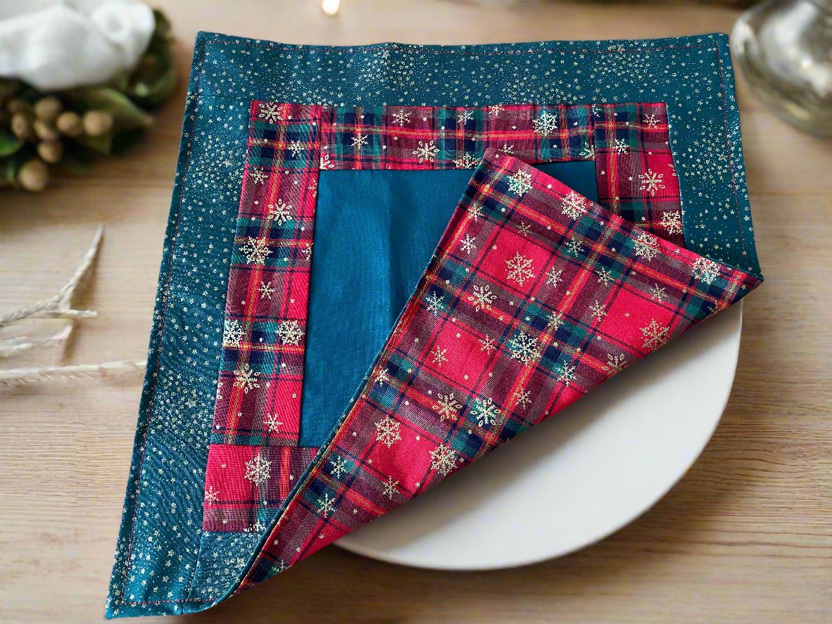 Sew-Your-Own-Kit Christmas Napkins, pre-cut 100% cotton fabric, full instructions