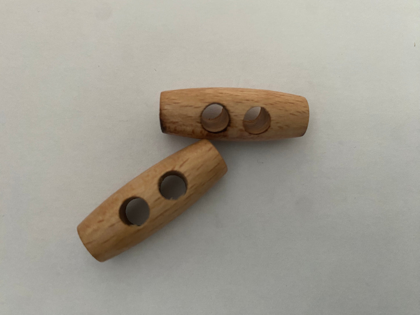 Wooden Toggle Buttons for Dressmaking, Bag Making and Crafts. 2 hole, 30mm