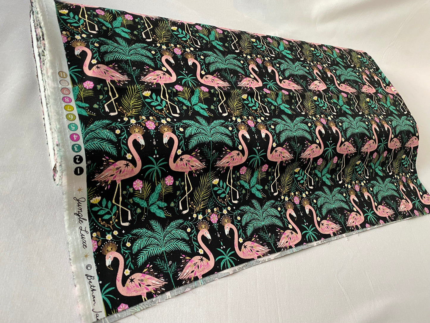 Dashwood Studio fabric, 100% Cotton Fabric. Jungle Luxe, Flamingos by Bethan Janine