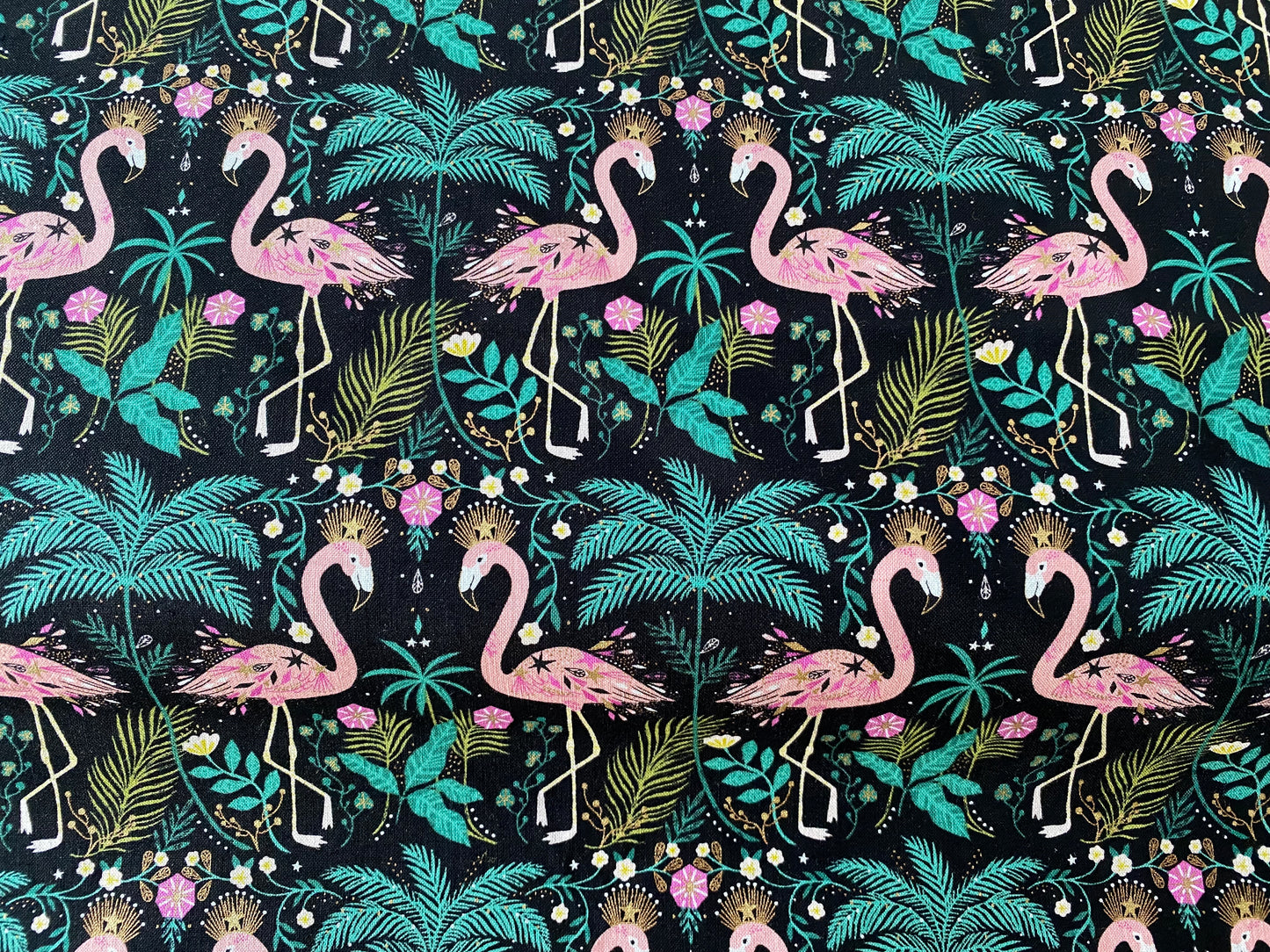 Dashwood Studio fabric, 100% Cotton Fabric. Jungle Luxe, Flamingos by Bethan Janine