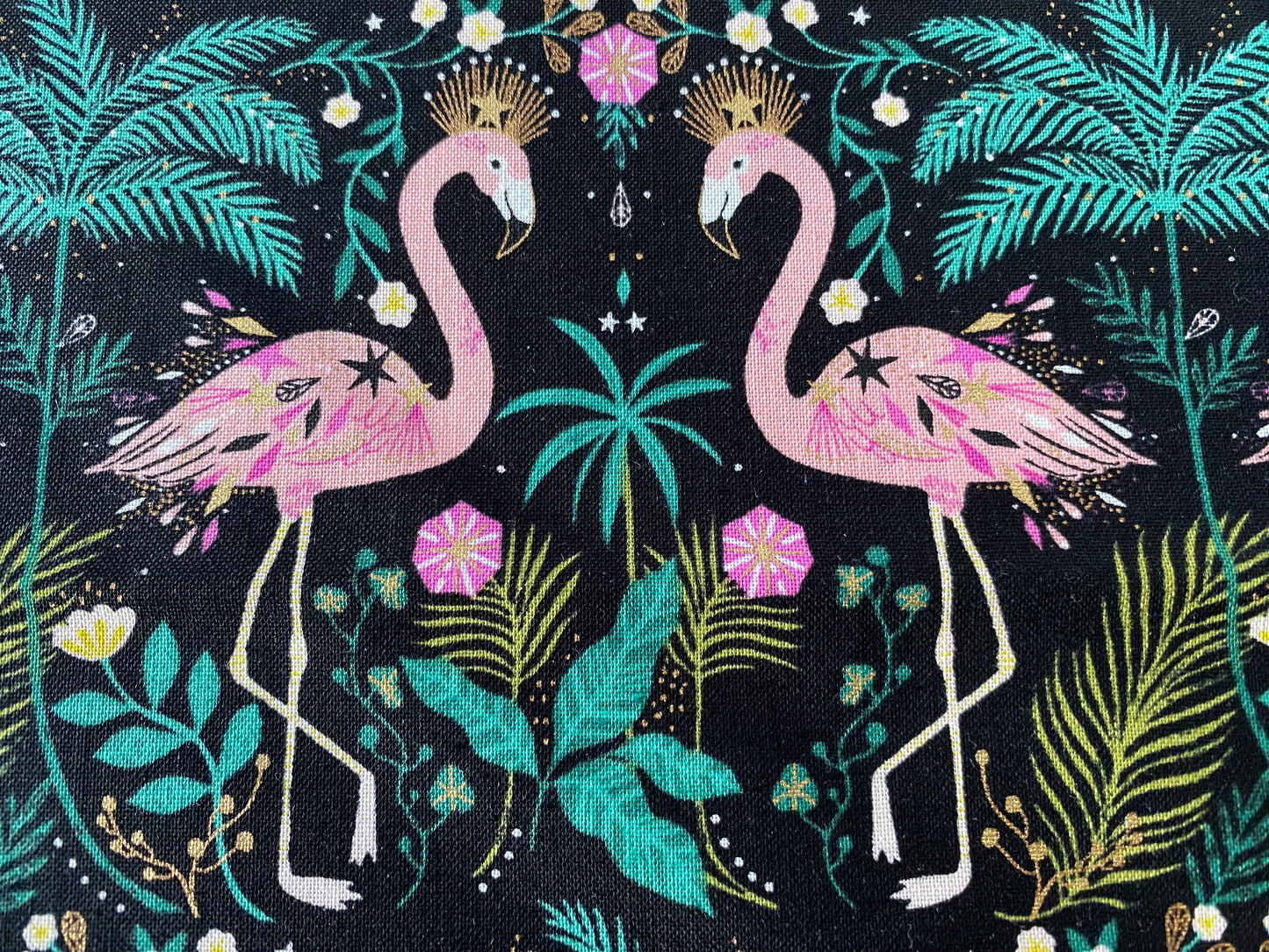 Dashwood Studio fabric, 100% Cotton Fabric. Jungle Luxe, Flamingos by Bethan Janine