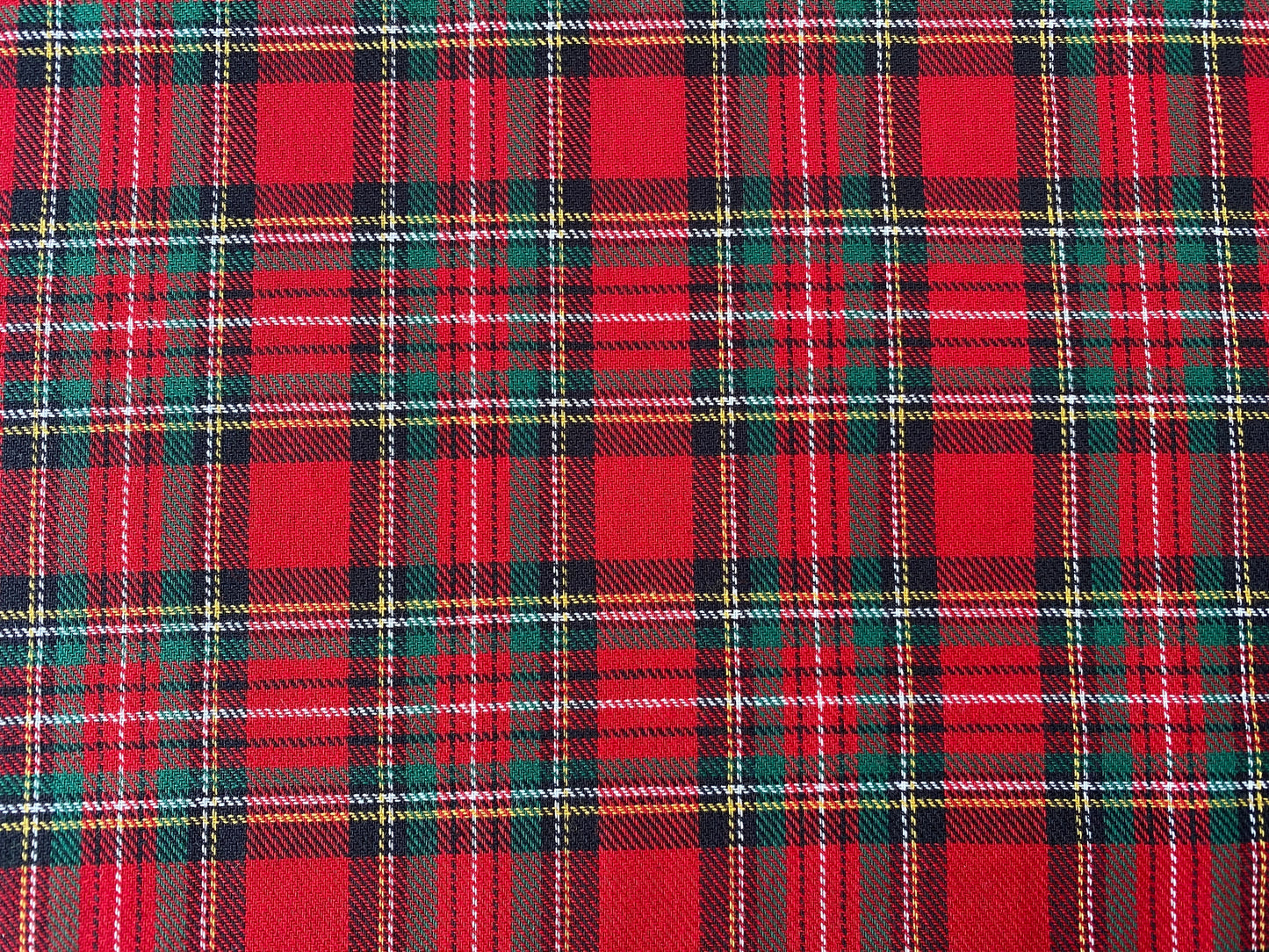 Brushed 100% Cotton Fabric - Red & Green Checked Tartan for shirts, pyjamas, loungewear etc