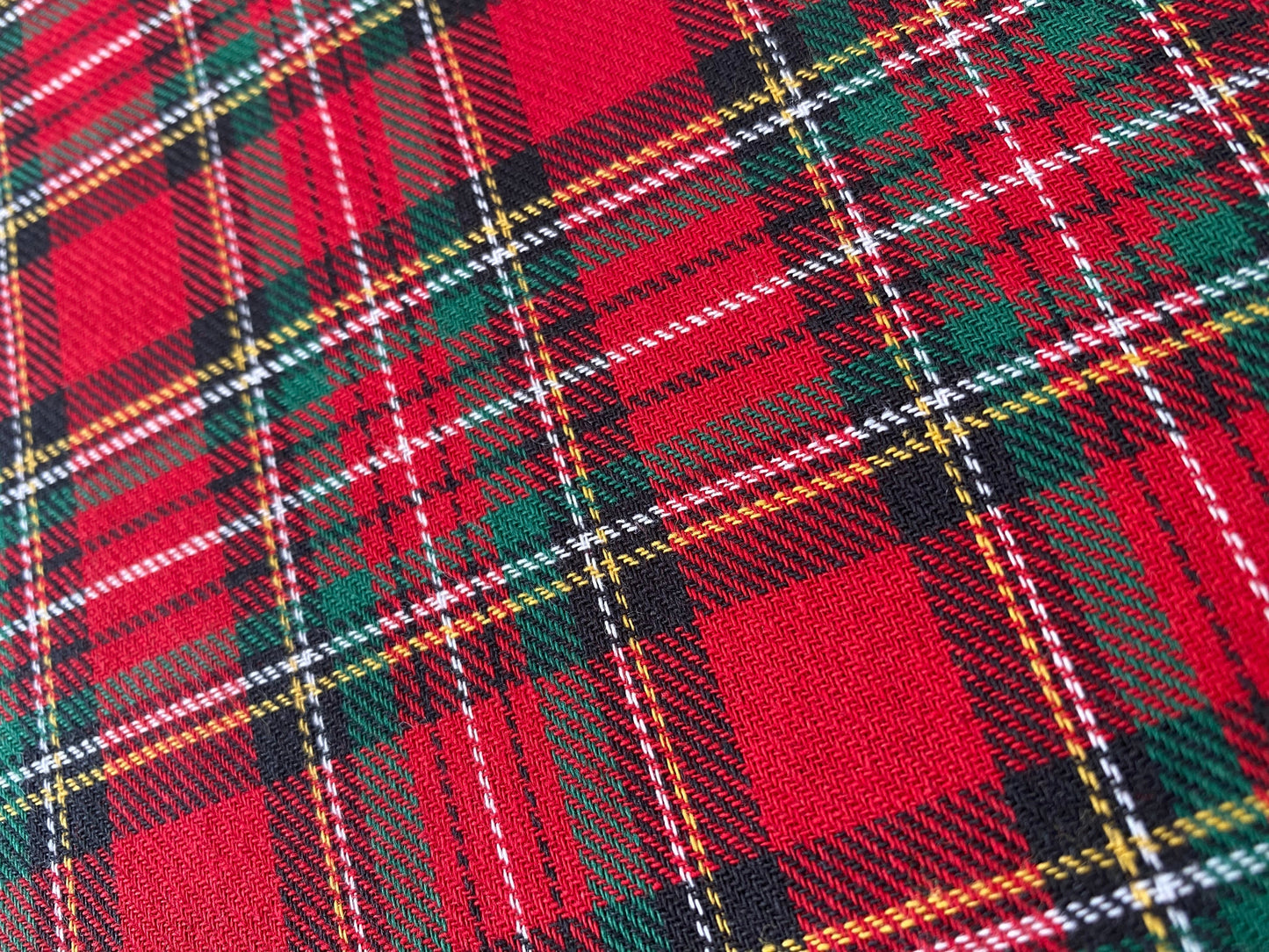 Brushed 100% Cotton Fabric - Red & Green Checked Tartan for shirts, pyjamas, loungewear etc