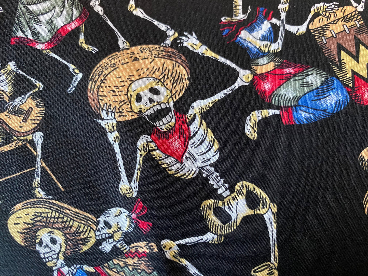 Halloween Party Skellingtons, Day of the Dead Print 100% Cotton Poplin