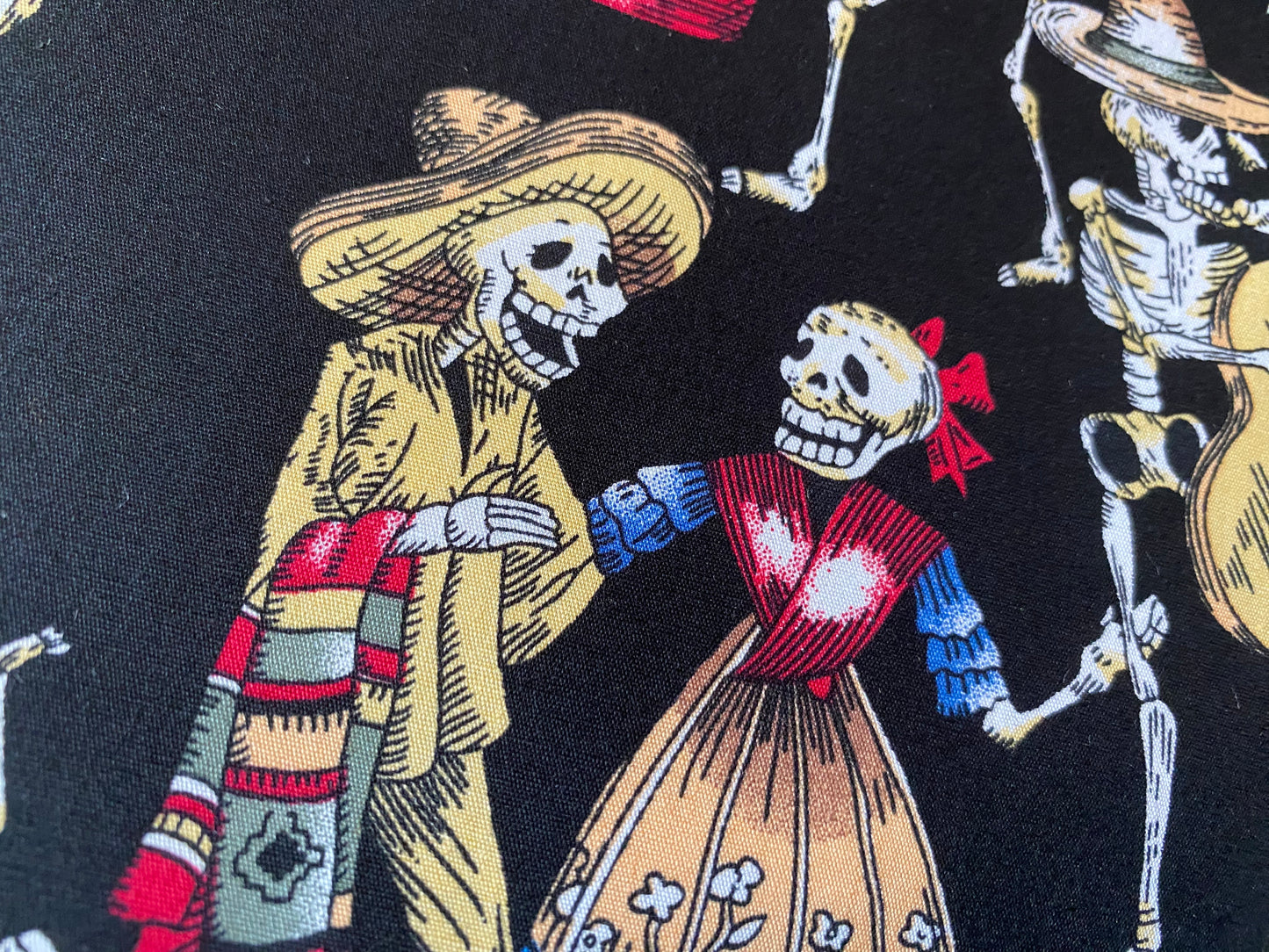 Halloween Party Skellingtons, Day of the Dead Print 100% Cotton Poplin