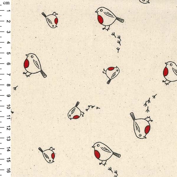 John Louden Christmas 100% Cotton Fabric - Scandi Robins