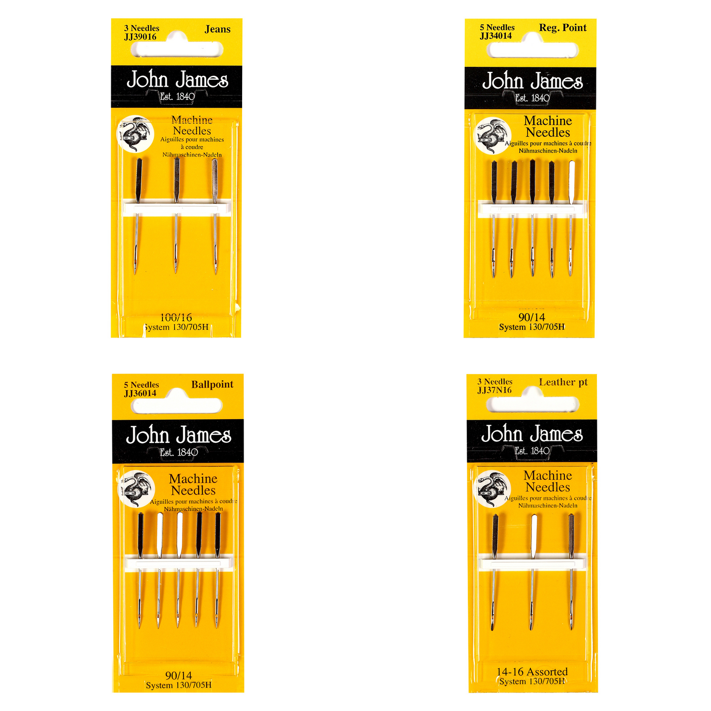 John James Sewing Machine Needles - Regular/Ballpoint/Leather/Jeans
