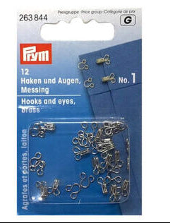 Prym Hooks & Eyes, Pack of 12, Silver