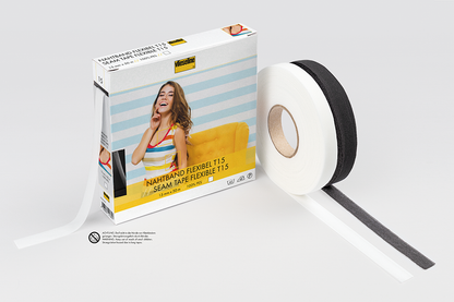 Vlieseline Flexible Seam / Stay Tape, 5m long, 15mm wide, White or Black.
