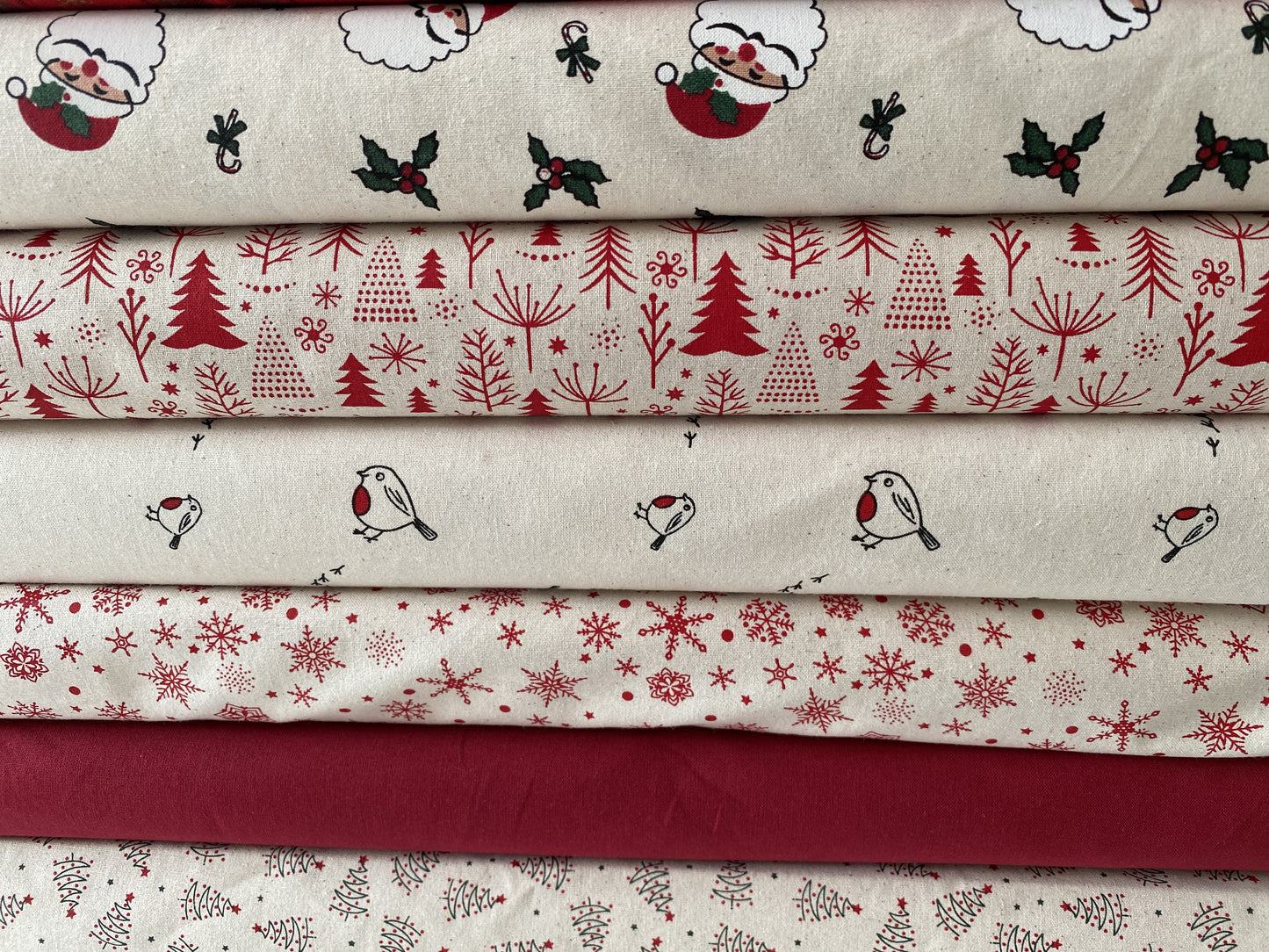 John Louden Christmas 100% Cotton Fabric  - Scandi Red Trees