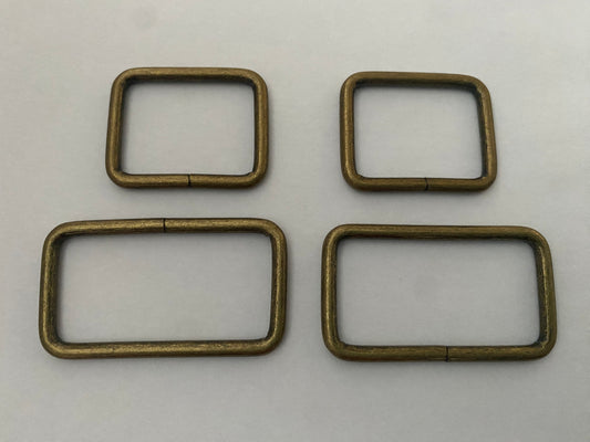 Metal Connectors for Bag Making, Belts, Dressmaking and Crafts.  25mm, 32mm, 38mm. Antique Brass.  Pack of 2