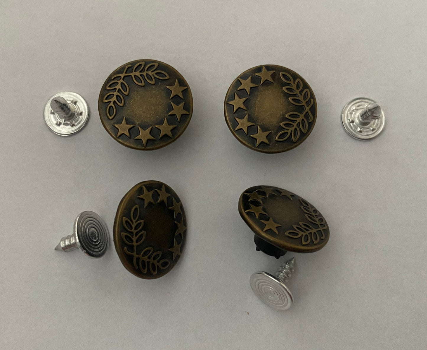 Hammer on Jeans Buttons for Dressmaking, Bag Making and Crafts.  17mm, Plastic, Antique Brass Colour
