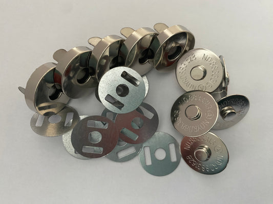 Magnetic Fasteners, Snap Clasps, Silver, 18mm, Pack of 5