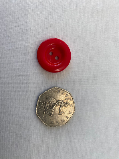 Chunky 2 Hole Italian Buttons for Dressmaking, Bag Making and Crafts.  23mm, Plastic, Various Colours, Pack of 4