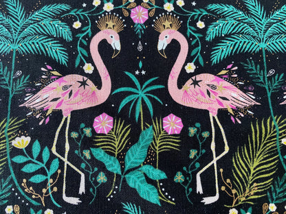 Dashwood Studio fabric, 100% Cotton Fabric. Jungle Luxe, Flamingos by Bethan Janine