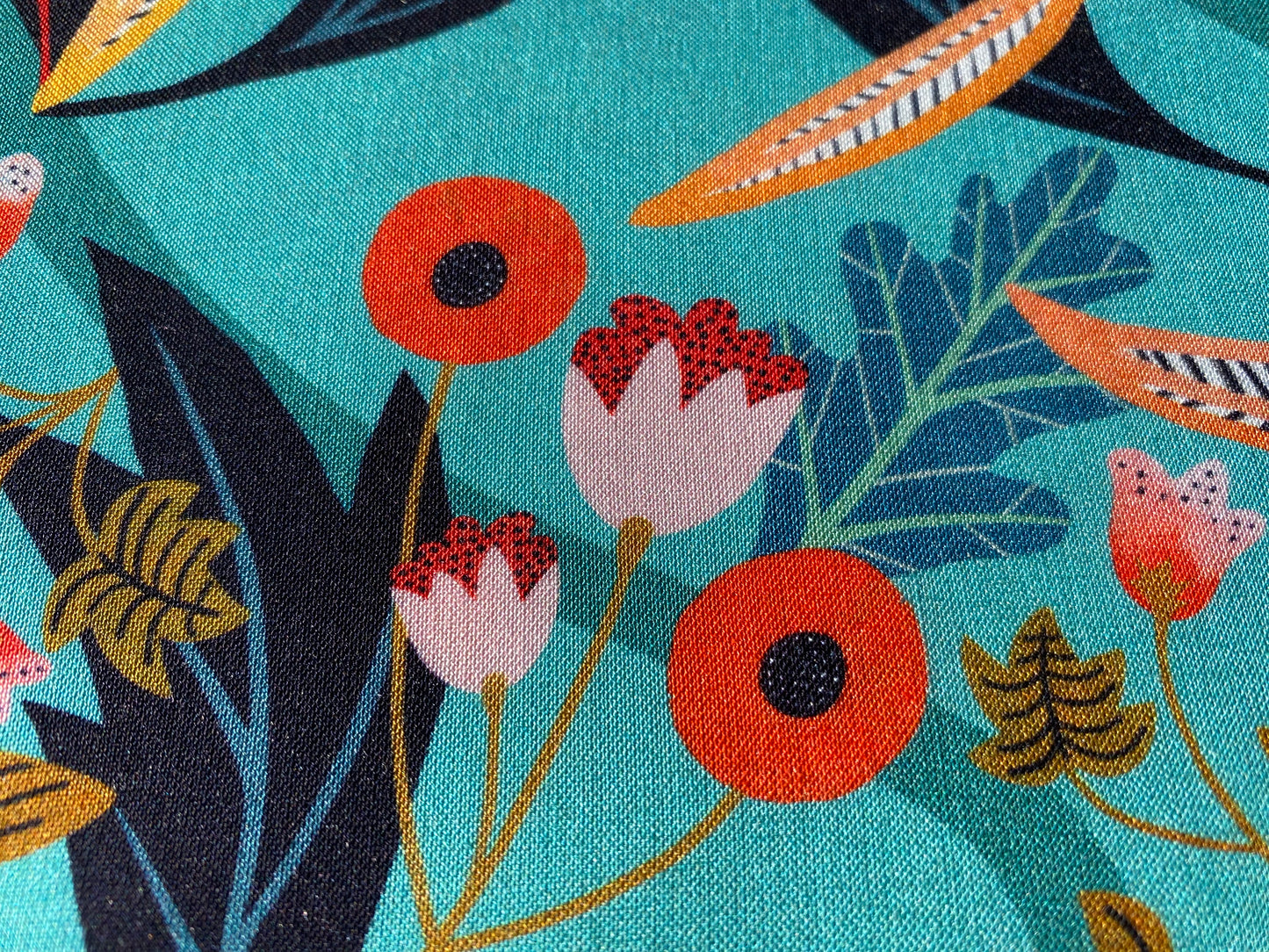 Dashwood Studio fabric, Gardenia Rayon Challis Fabric, Eastern Delight Turquoise by Rachel Parker