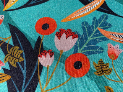 Dashwood Studio fabric, Gardenia Rayon Challis Fabric, Eastern Delight Turquoise by Rachel Parker