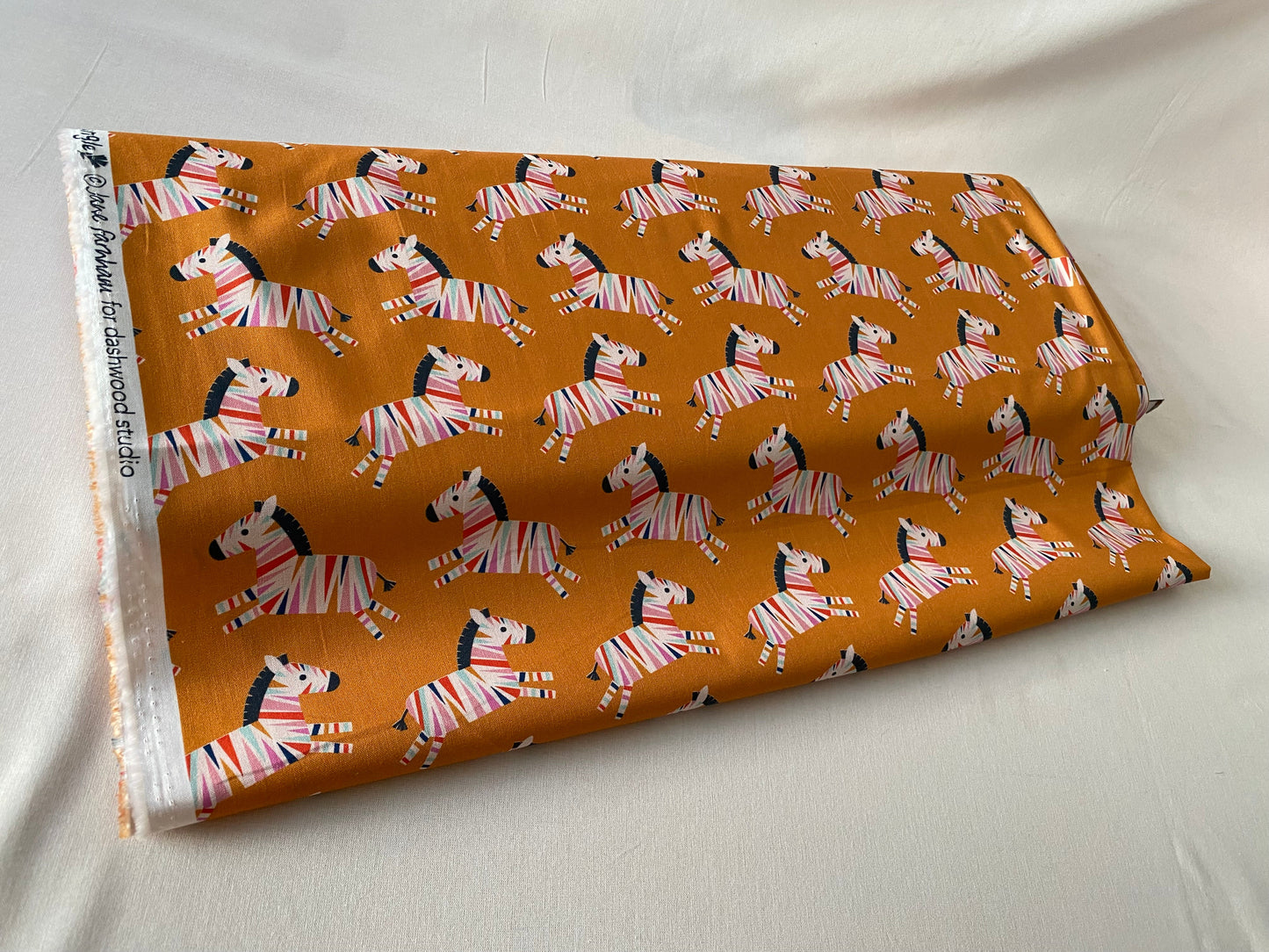 Dashwood Studio, 100% Cotton Fabric. Zebras, Dandelion Jungle by Jane Farnham