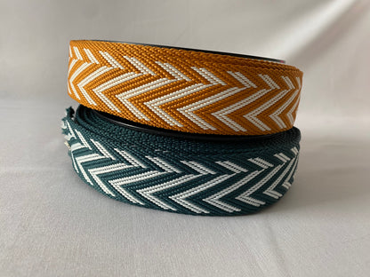 Webbing/strapping for bags, belts & crafts, 38mm, various arrow weave designs