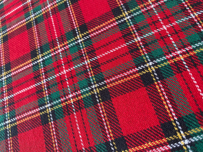 Brushed 100% Cotton Fabric - Red & Green Checked Tartan for shirts, pyjamas, loungewear etc