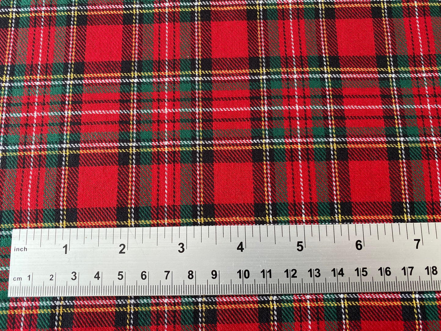 Brushed 100% Cotton Fabric - Red & Green Checked Tartan for shirts, pyjamas, loungewear etc