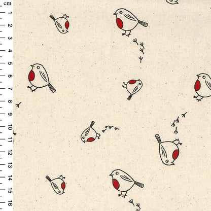 John Louden Christmas 100% Cotton Fabric  - Scandi Robins