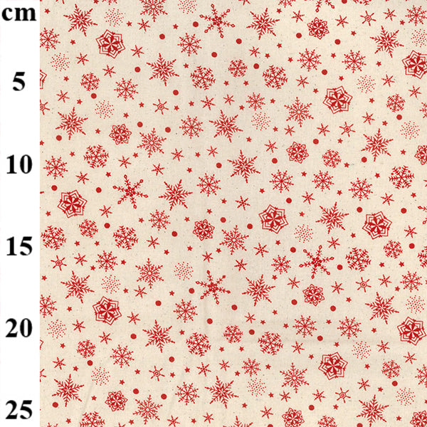 John Louden Christmas 100% Cotton Fabric  - Scandi Red Snowflakes