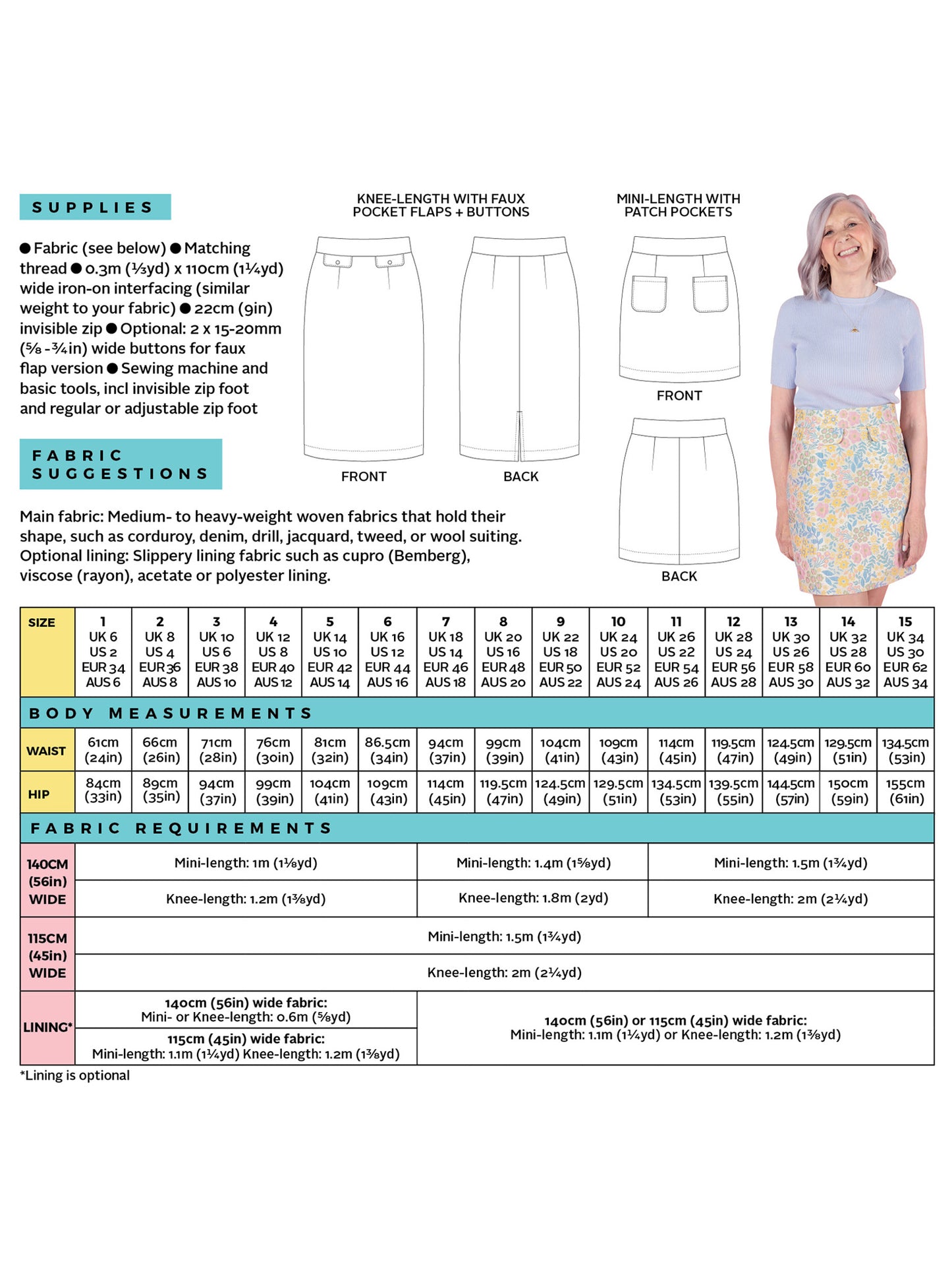Tilly & The Buttons Ramona Sewing Pattern Pencil or Mini Skirt