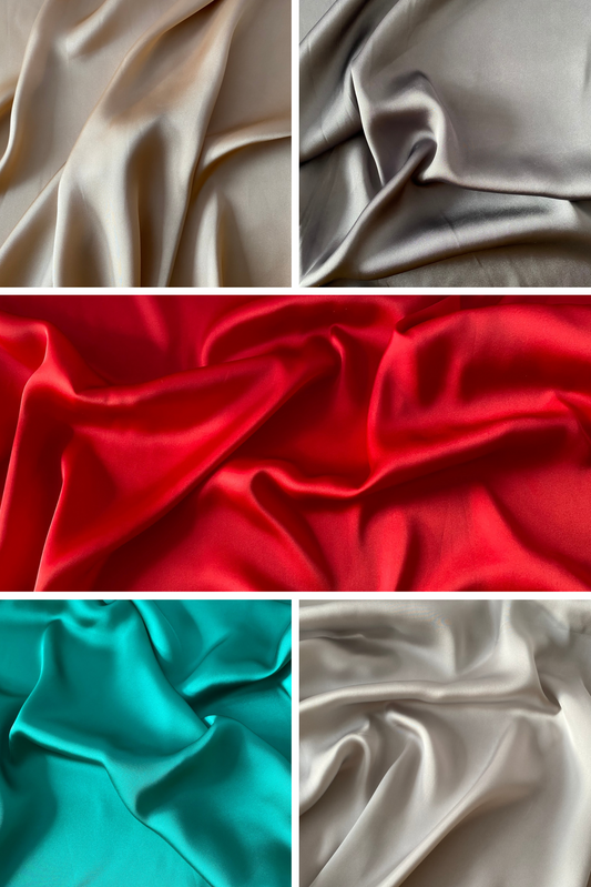 Silky Satin fabric, 145 cm wide, lightweight, various colours. Ideal for lingerie, costumes, linings
