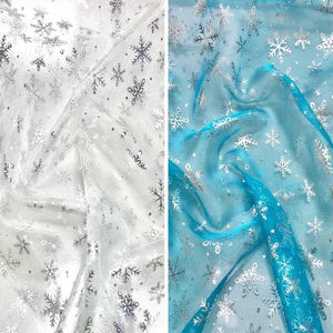 Snowflake Organza, White or Turquoise, Ideal for Costumes, Ice Queen, Frozen etc