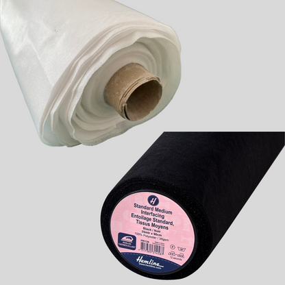 Iron On Interfacing: Non Woven, Fusiable, Medium weight, Black & White, 90cm Width