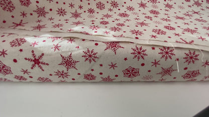 John Louden Christmas 100% Cotton Fabric  - Scandi Red Snowflakes