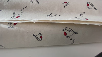 John Louden Christmas 100% Cotton Fabric  - Scandi Robins