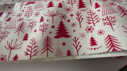 John Louden Christmas 100% Cotton Fabric  - Scandi Red Trees