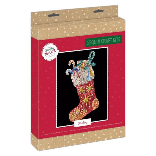 Simply Make Christmas Stocking Sequin Craft Kit